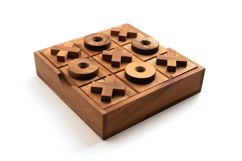 Board Game XO Board Game Family Children Puzzle Game Educational Wooden Tic Tac Toe Toys For Kids