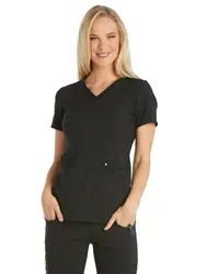 Wholesale Stretch Fabric Modern Scrubs Uniforms Sets V-Neck Knit Panel& Straight Leg Pant Nurse Scrub Hospital Nursing Uniform