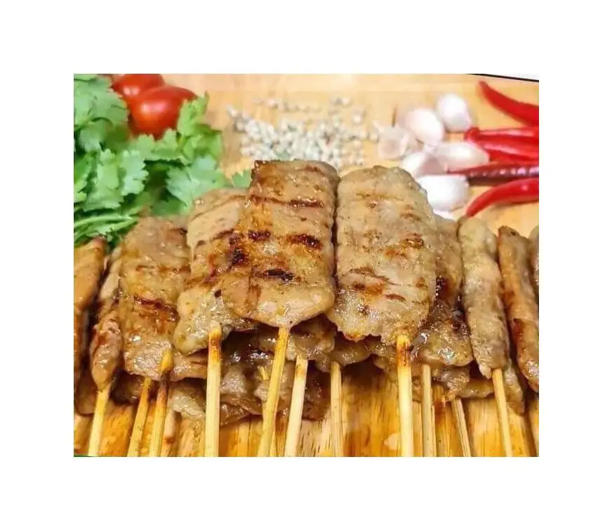 Тайские закуски, замороженные поршеные свиные шпажки, тайский стиль, «Мото пин», жареная свинина, Лидер продаж в Таиланде, 500 г/пакет