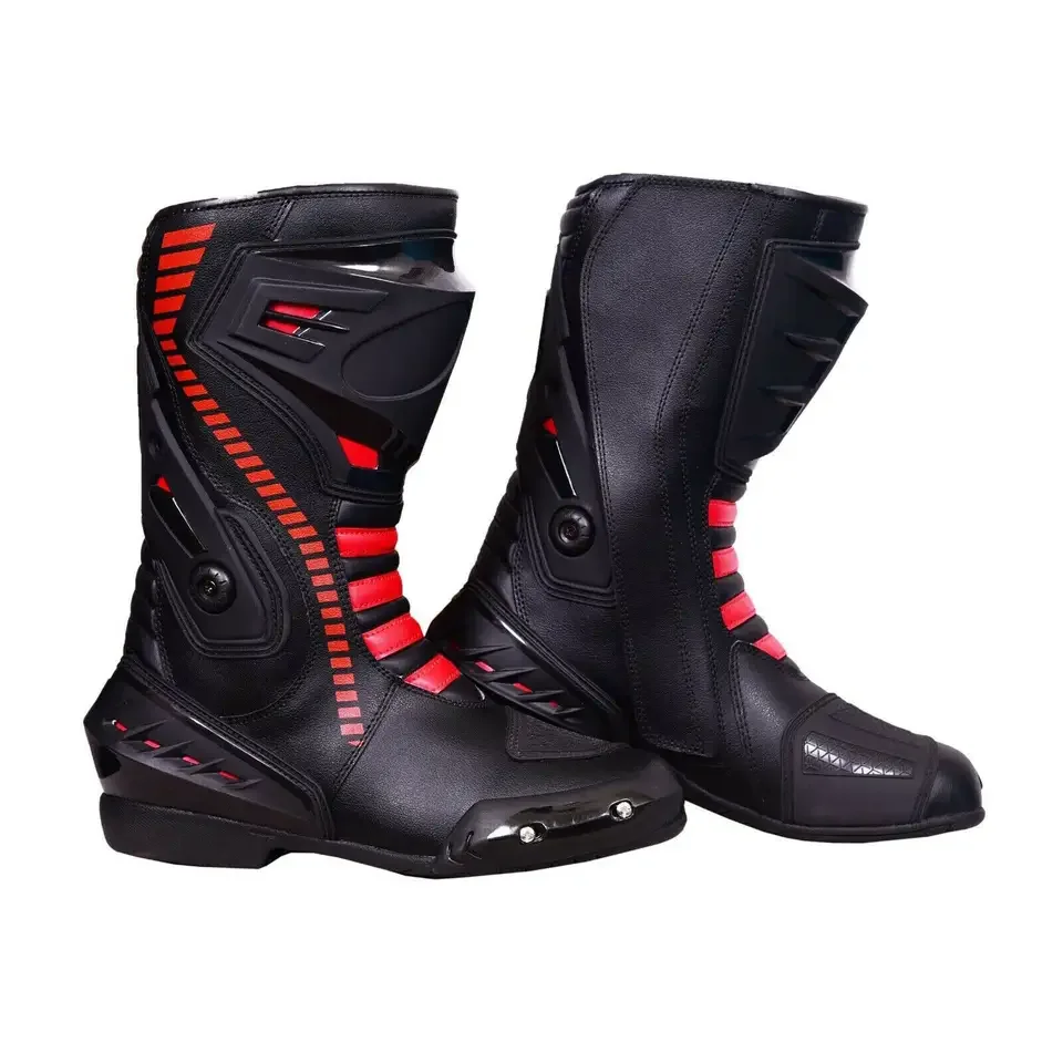 Wholesale Mens Motorcycle Motorbike Long Racing Boots Real Leather Waterproof Sports Shoes Motorbike Boots New Model