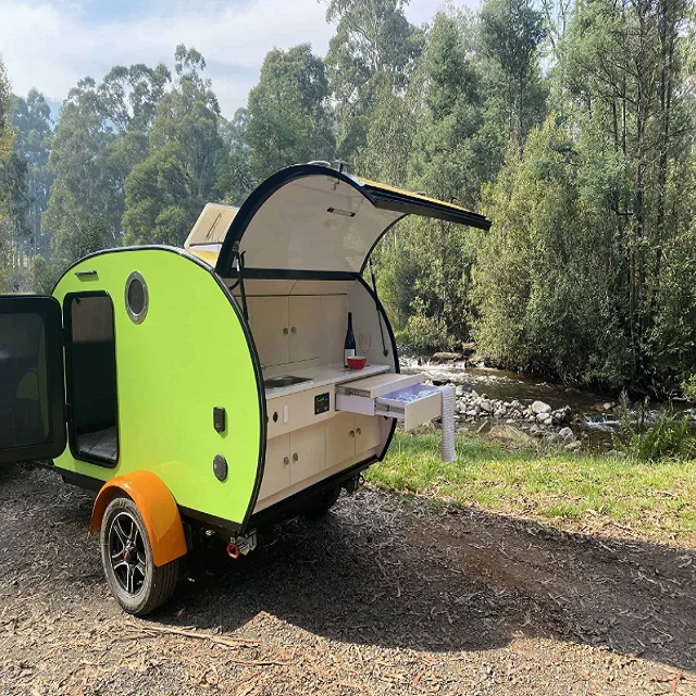 Стандартный караван карамельный легкий наземный туристский прицеп мини-rv camper из стекловолокна каепный кемпер