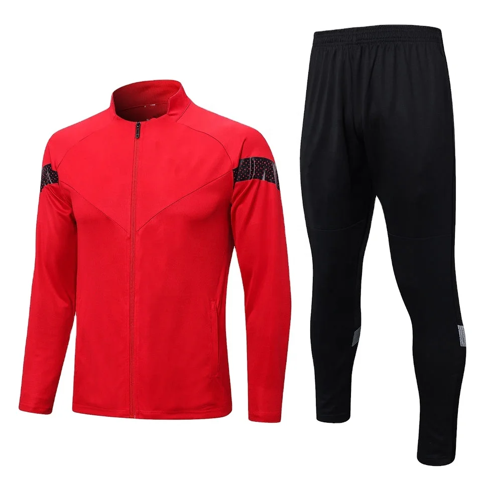 New Tracksuit Custom  Red Jacket Training Suit Soccer Tracksuit
