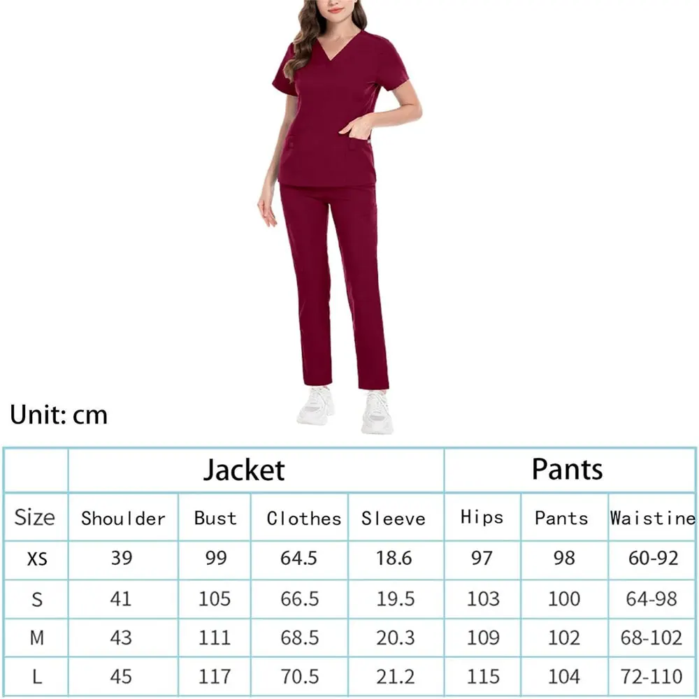 OEM Best Selling Hospital Uniform Woman Top Scrub Suit V-Neck Nurse Uniform  Summer Hospital Scrubs Fleece Nurse Uniforms