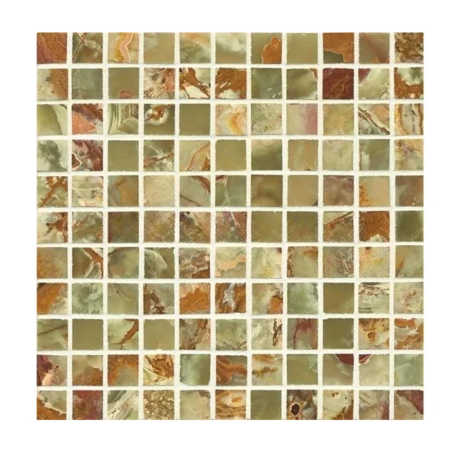 Natural Stone Dark Green Onyx Mosaic Tiles, Dark Green Onyx Mosaic Tiles Collection, Onyx Mosaic Tiles Dark Green