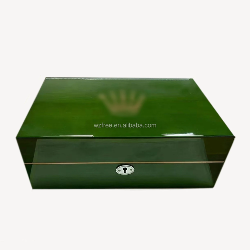 Luxury 10-slots Watch Display Box With Key Lock Green Shiny Lacquer Packaging Gift Multidigit Watch Box