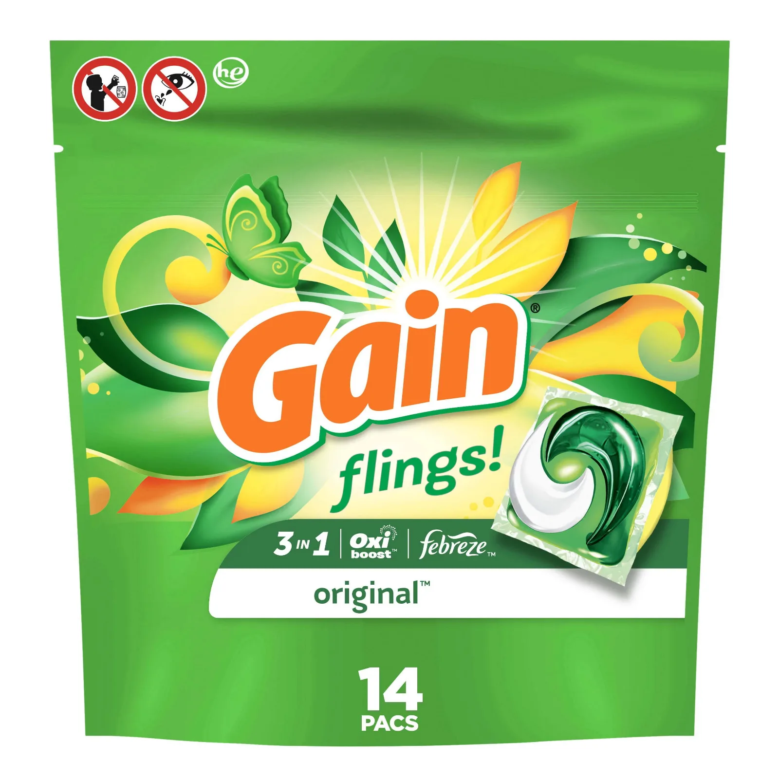Жидкое мыло Gain Flings для стирки 14 Ct оригинальный запах