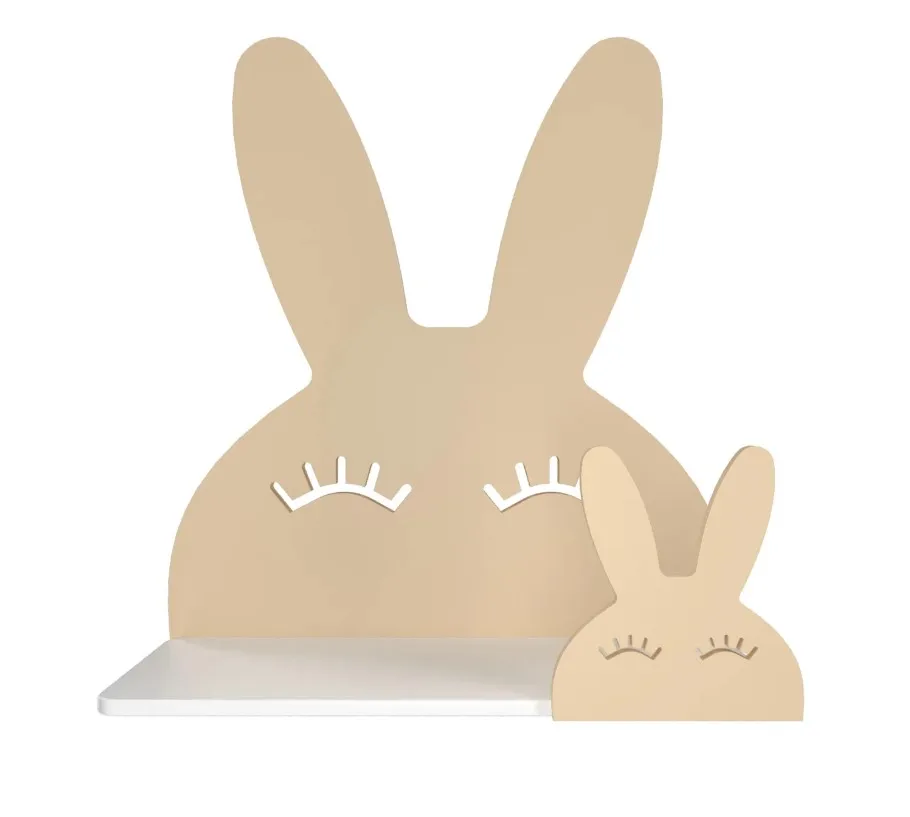 Hand Painted Nursery Room Decorative Floating Wall Shelves Rabbit Wall Shelf