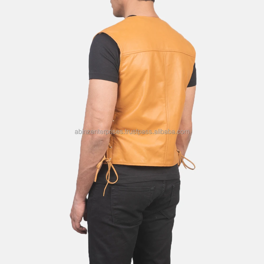 Customize Men New  Leather Vest New Design of 2024 In Real Leather With Zipper Closer Type Cheap Prices