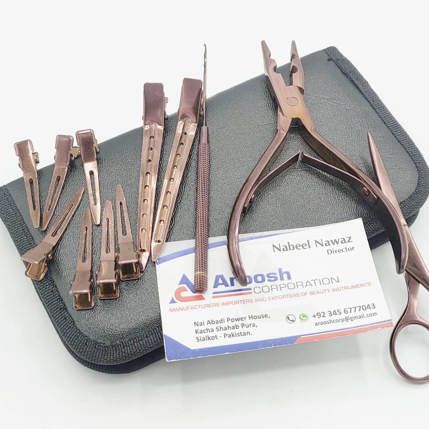Wholesale Rose Gold Color Stainless Steel Hair Extension Tools Kit Hair Extension Pliers with Crochet Needle Scissor Clips