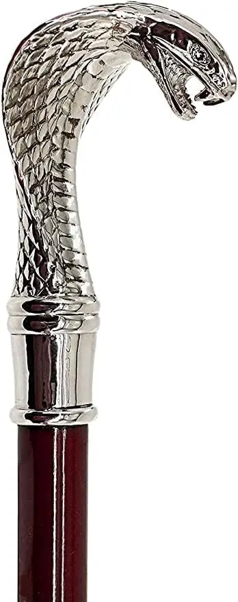 Handmade Brass 36'Chrome Cobra Head Handle With Natural Wooden Walking Stick Everyday Usable Walking Cane For Unisex Adult