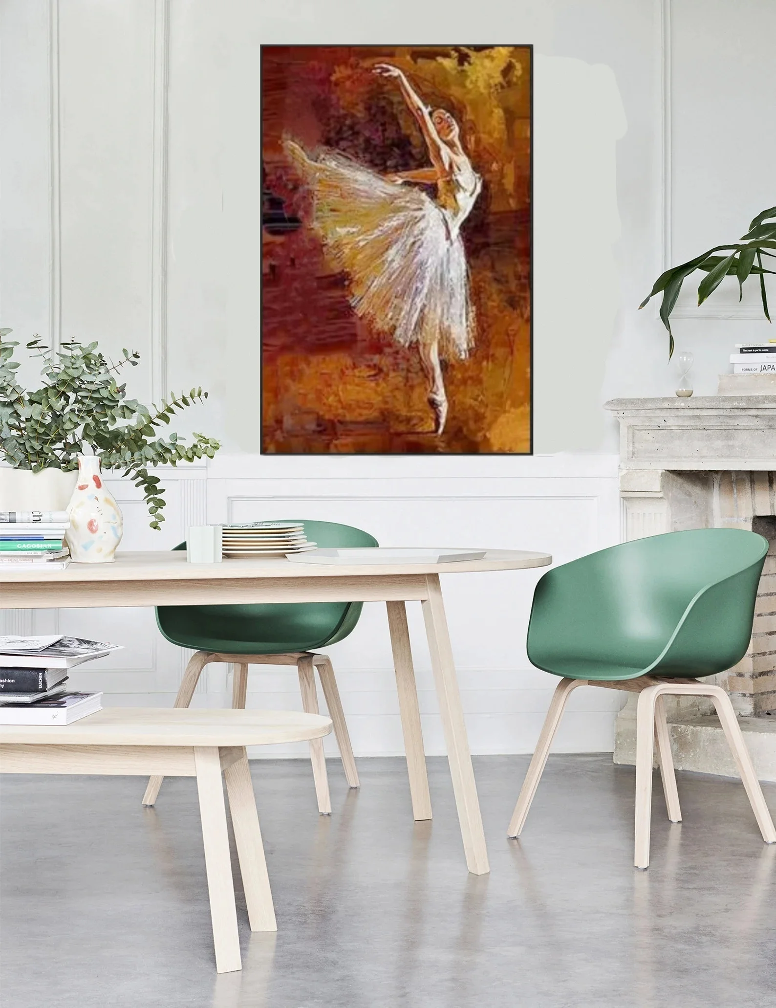 100% Real Hand Painted Oil Painting on Canvas , Abstract Ballet Dancer Girl Oil Painting, for Home Decoration, Gifts