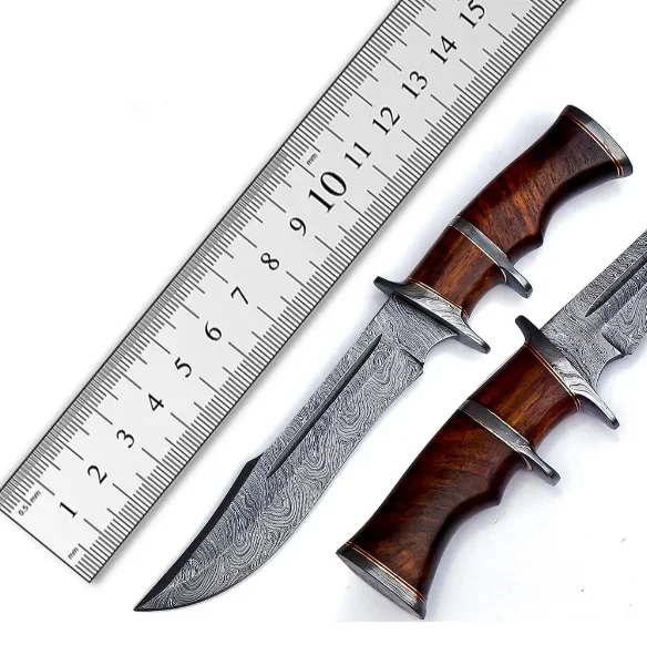 Handmade Damascus Steel Hunting Knife With Pakka Wood Handle And Fine Leather Sheath Outdoor Knife Wholesale Knife