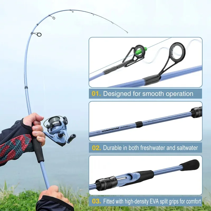Top Selling OEM 6 Colors 1.82m2 Secton ML Carbon Fibre Ocean Beach Fishing Hard Spinning Fishing Rod and Reel Combo Full Set