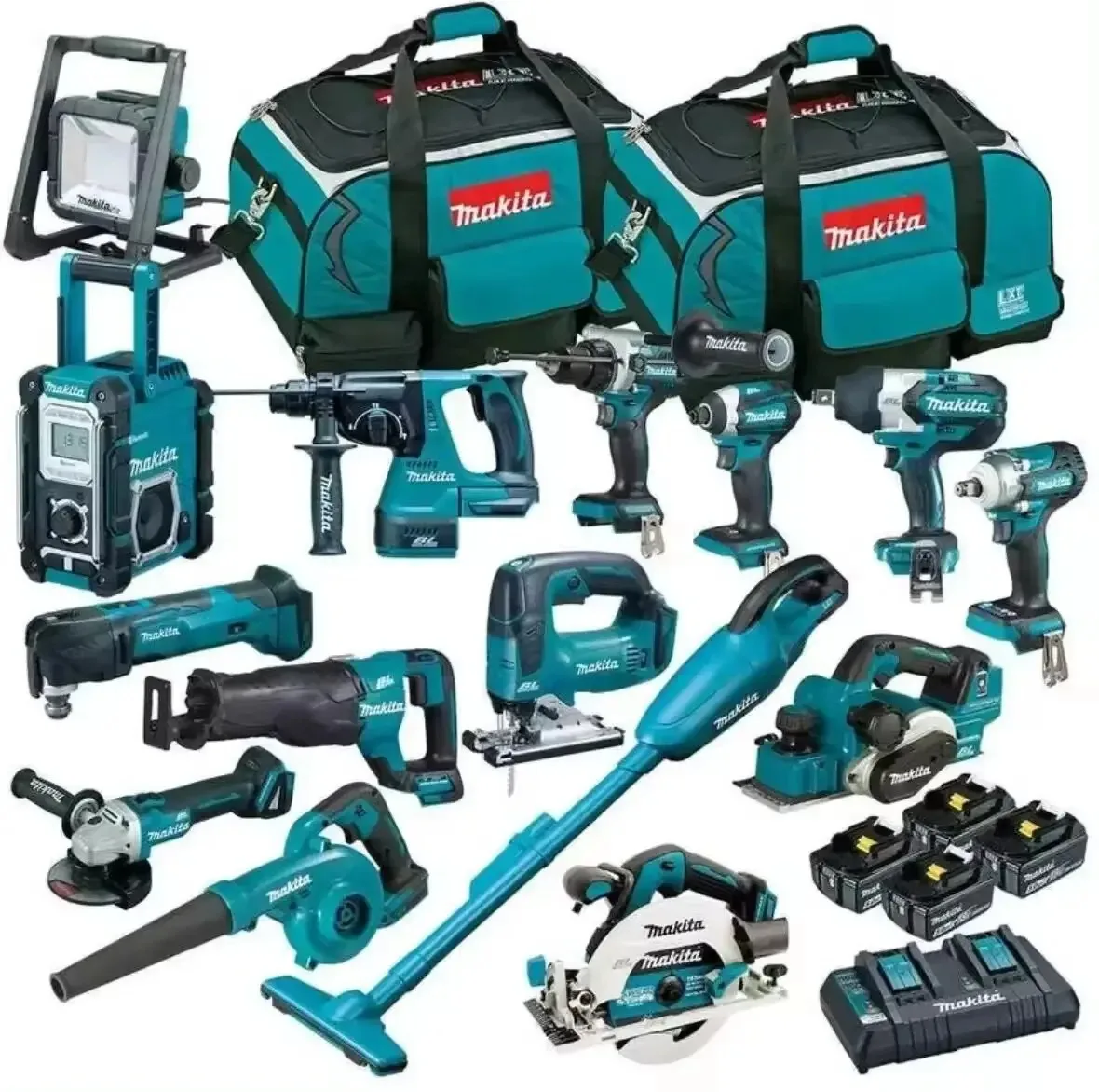 Новый набор литий-ионных аккумуляторных дрель MakitaS LXT1500 18-В с гидравлическими электроинструментами из 15 предметов