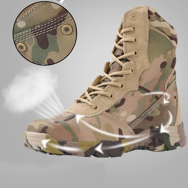 Anti-skid combat special forces boots wear-resistant python camouflage tactical boots men high top hiking boots wholesale