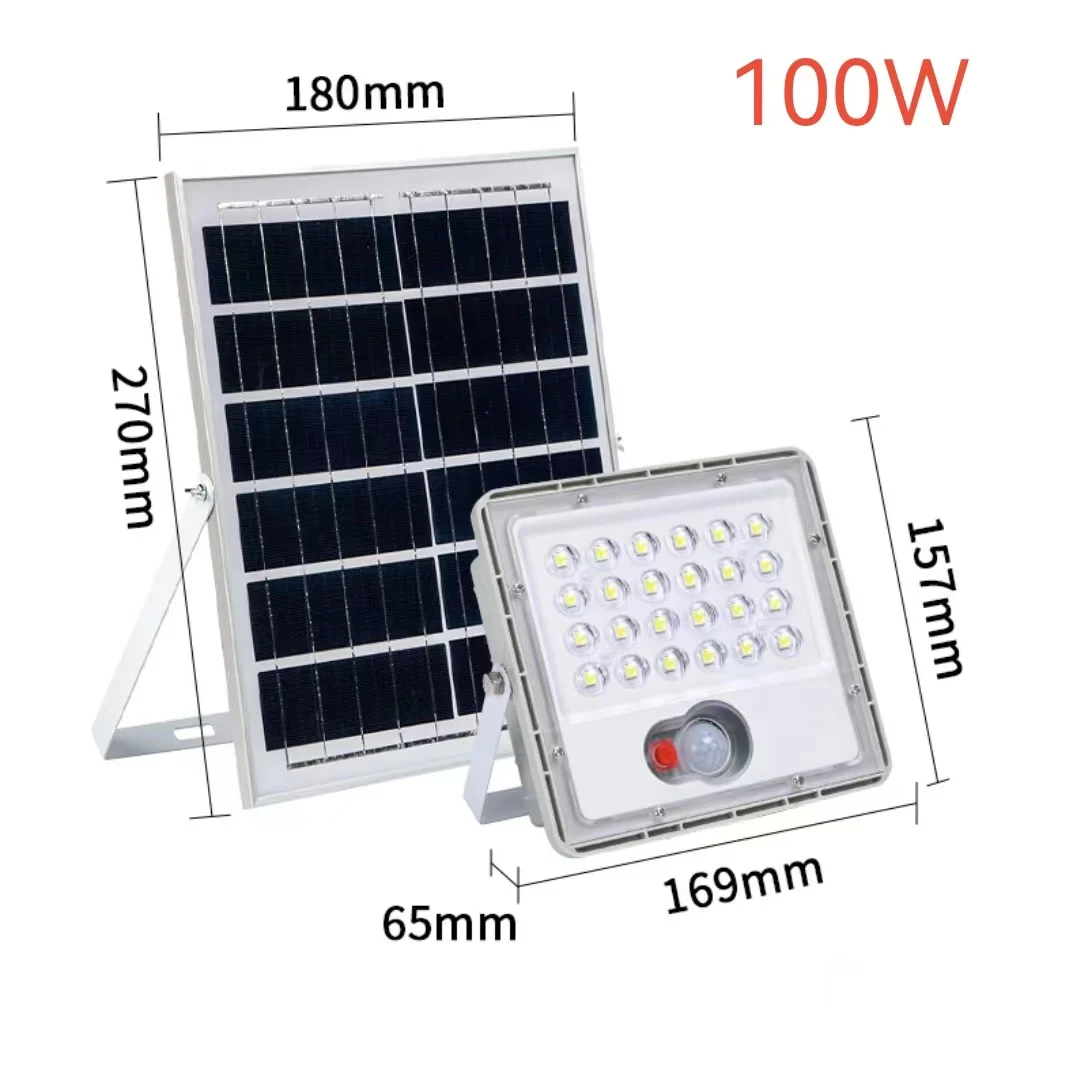 Solar Flood Light Outdoor IP67 Waterproof Solar Lights Solar Powered Floodlight 100W for Pathway Yard Patio Lawn Backyard