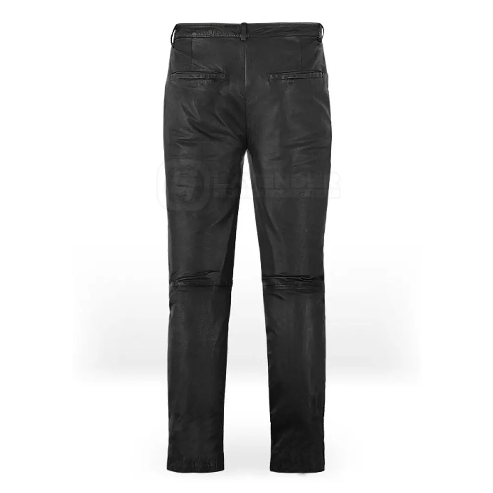 Wholesale Leather Pant Leather Fashion Pant Genuine Leather Pants for Men Casual Straight Knitted Plain Dyed 10 Pcs Flat Front
