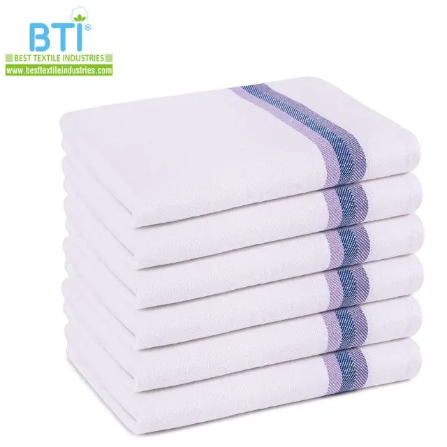 Herringbone Weave Multi Stripe Design Cotton Kitchen Dish Towels Tea Towels Glass cloth Bar Towel