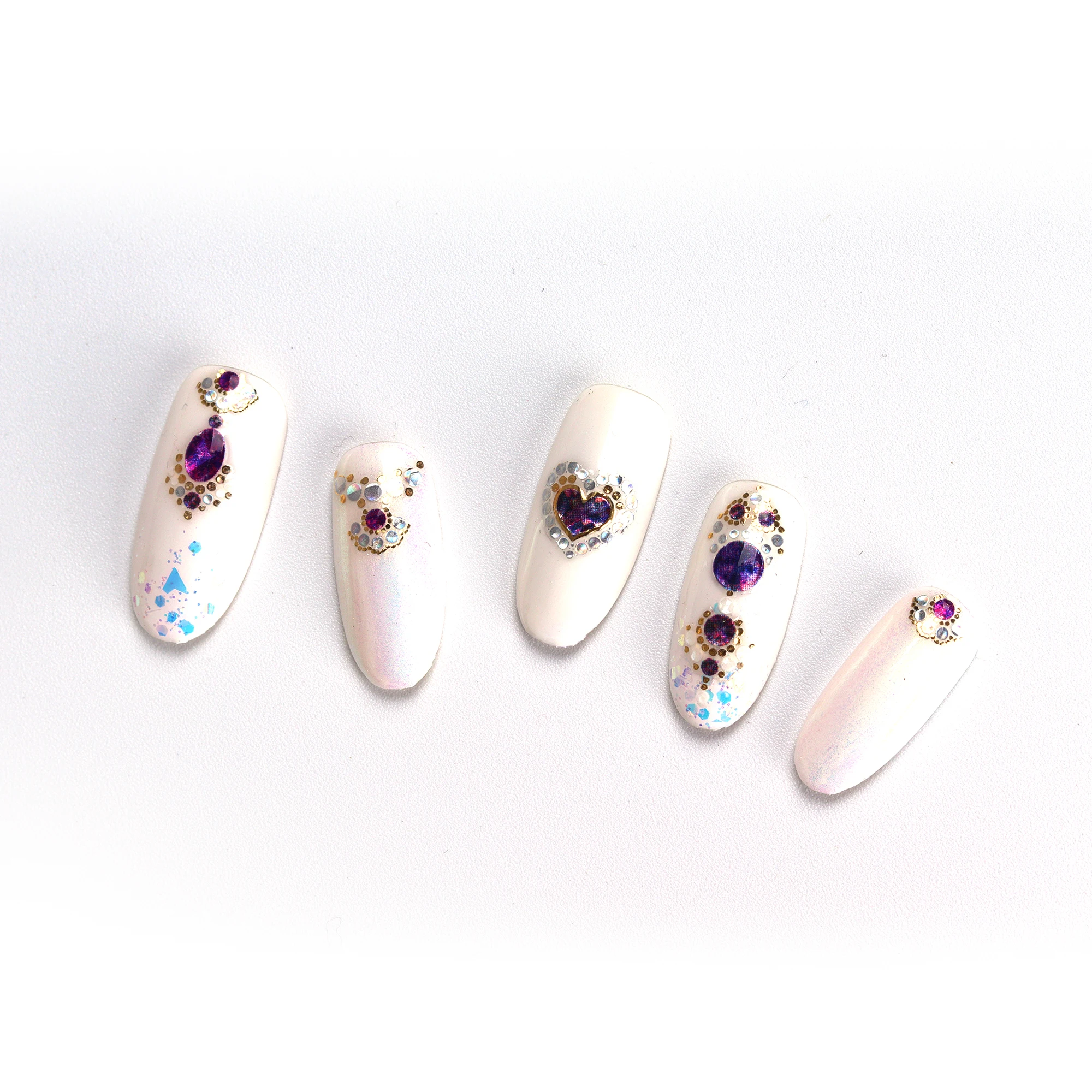 Wannabe Grace #45563 Victoria Orchid nail stickers Necklace crown cubic nails 3d emboss jewel design Multi Size Korea oem odm