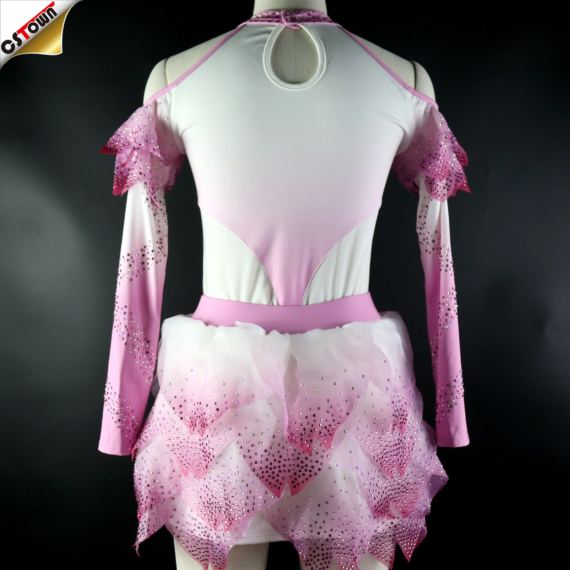Wholesale Wholesale Digital Printing Pink Cheerleading Uniform Stage Performance Cheerleader Uniforms
