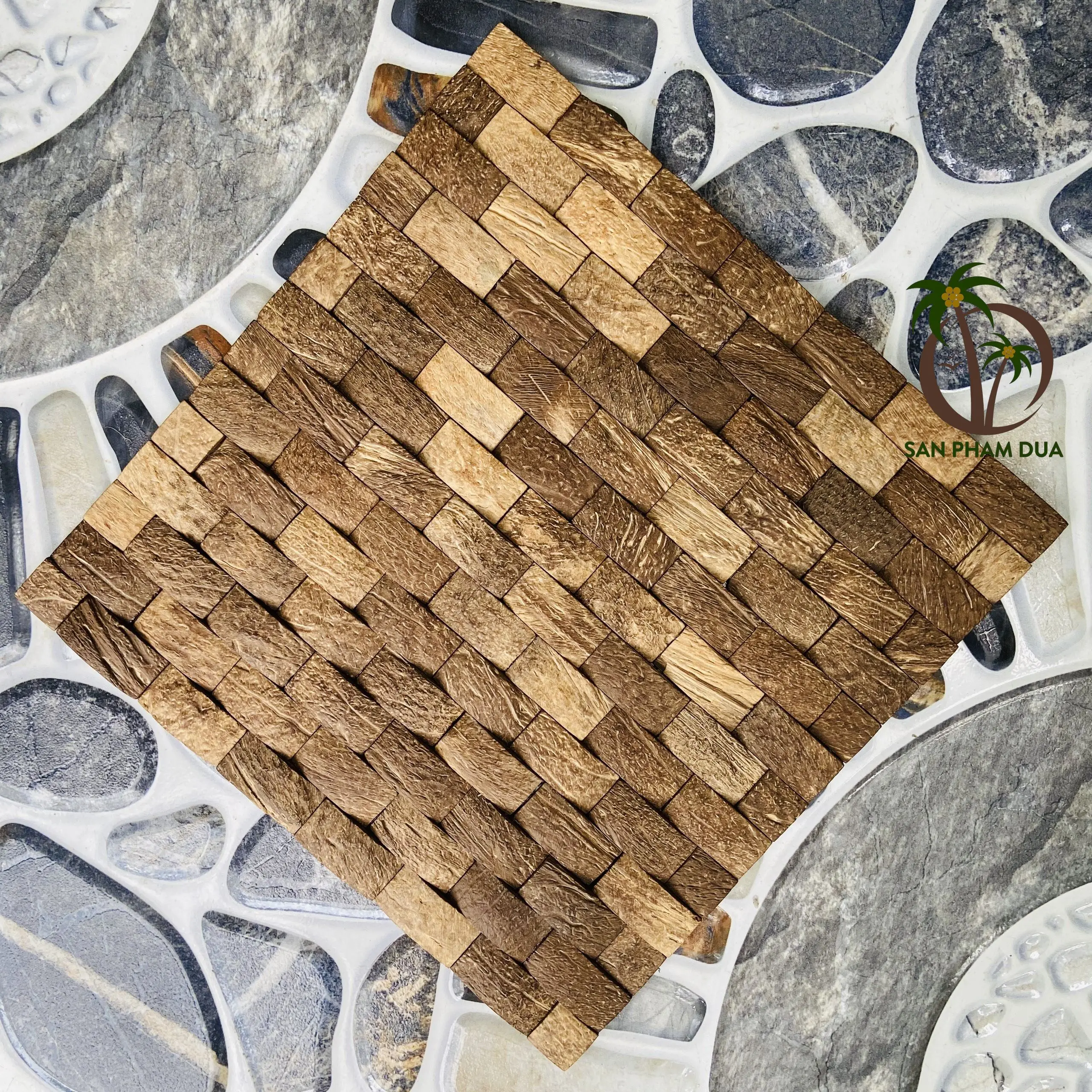 HOT TREND 2023 COCONUT SHELL WALL PANEL NATURAL COCONUT SHELL PANELS FROM COCO - ECO BRAND