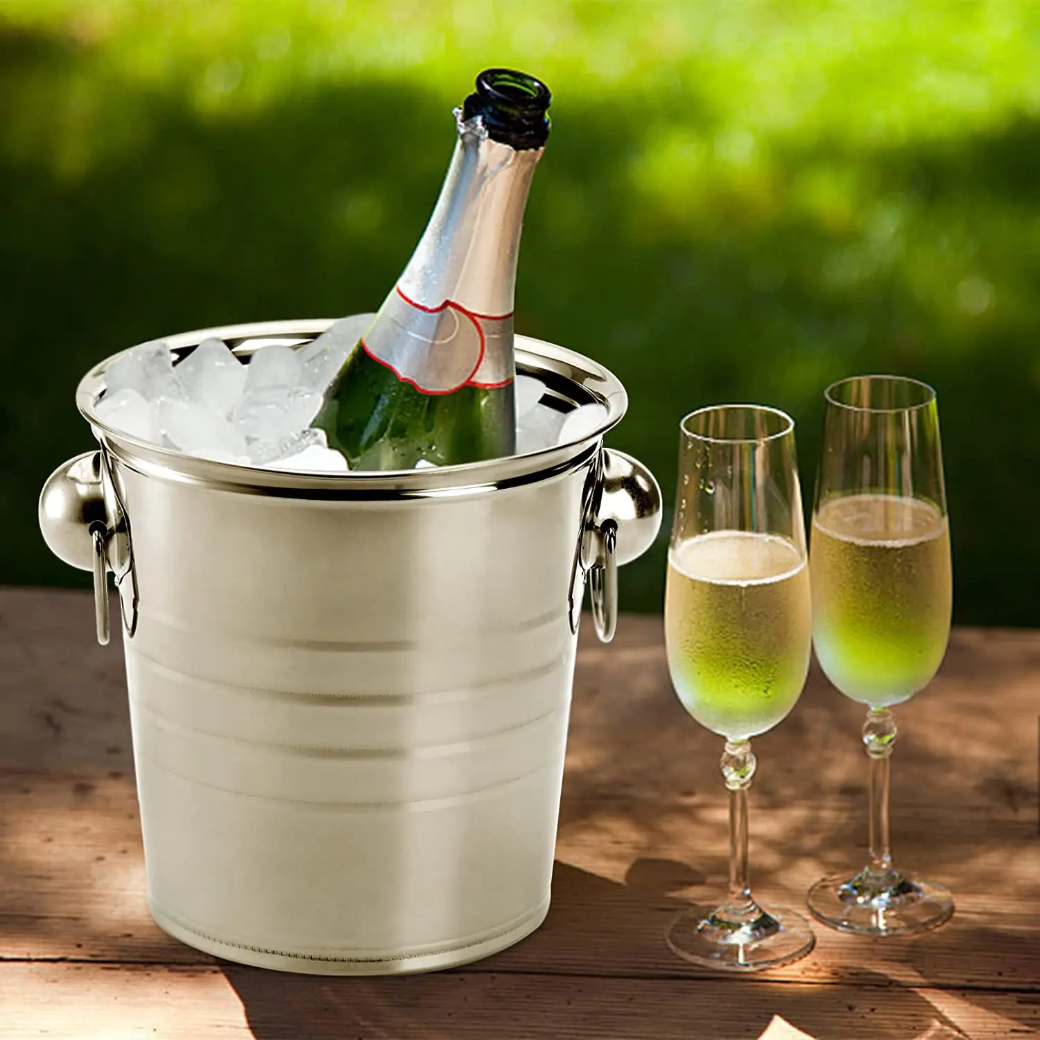 Top Sale 2024 Double Ring Handles Beverage Cooler Stainless Steel Ice Bucket Champagne Bucket Restaurant Bar Outdoor