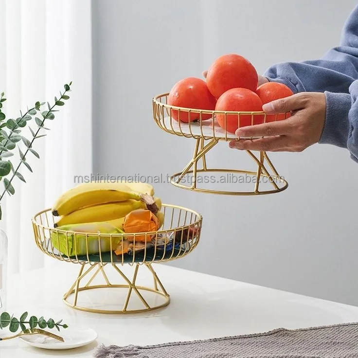 Modern Geometric Fruit Tray Metal Wire Vegetable Storage Basket Fruit Bowl Fruit Basket