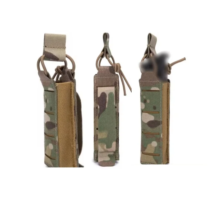 9mm Tactical Molle Single Mag Pouch Open Top Elastic Magazine Holder Flashlight Holster Tool Pouch