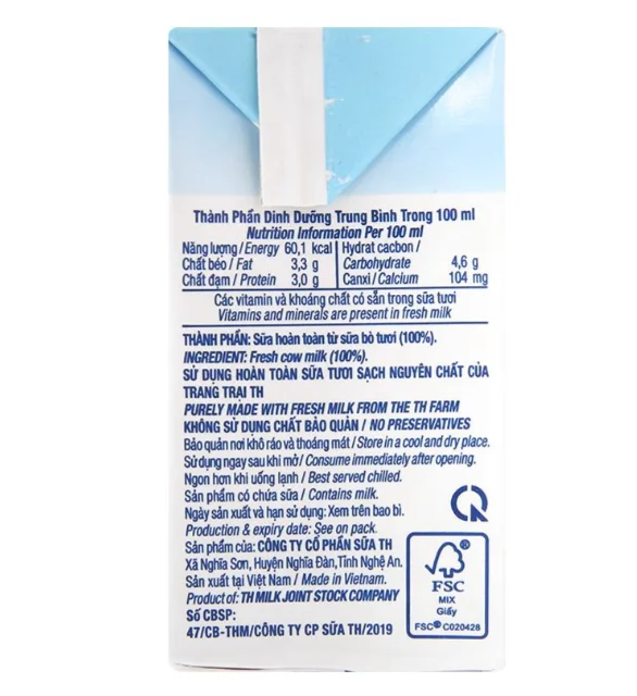 TH True Milk UHT Pure Fresh Milk 110ml High Quality Cow Origin Sterilized Dairy Products Organic Whole Milk