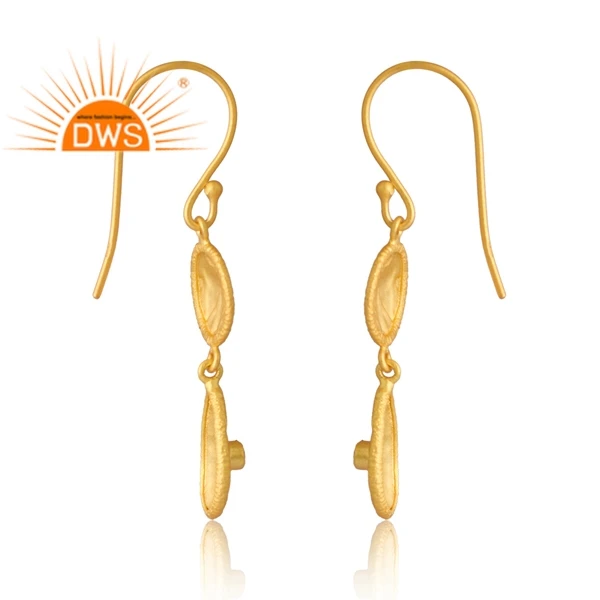 Vintage Design Sterling Silver 18K Gold Plated Natural  Cz Gemstone Earring Demi Fine Jewelry For Women Gift For Her.