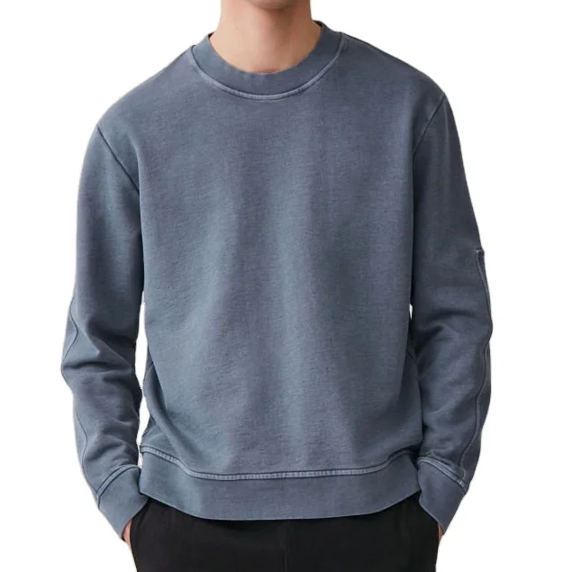 2022 Top Quality Factory Wholesale French Terry Blank Crewneck Sweatshirt Men 100% Cotton Plain Pink Sweatshirt