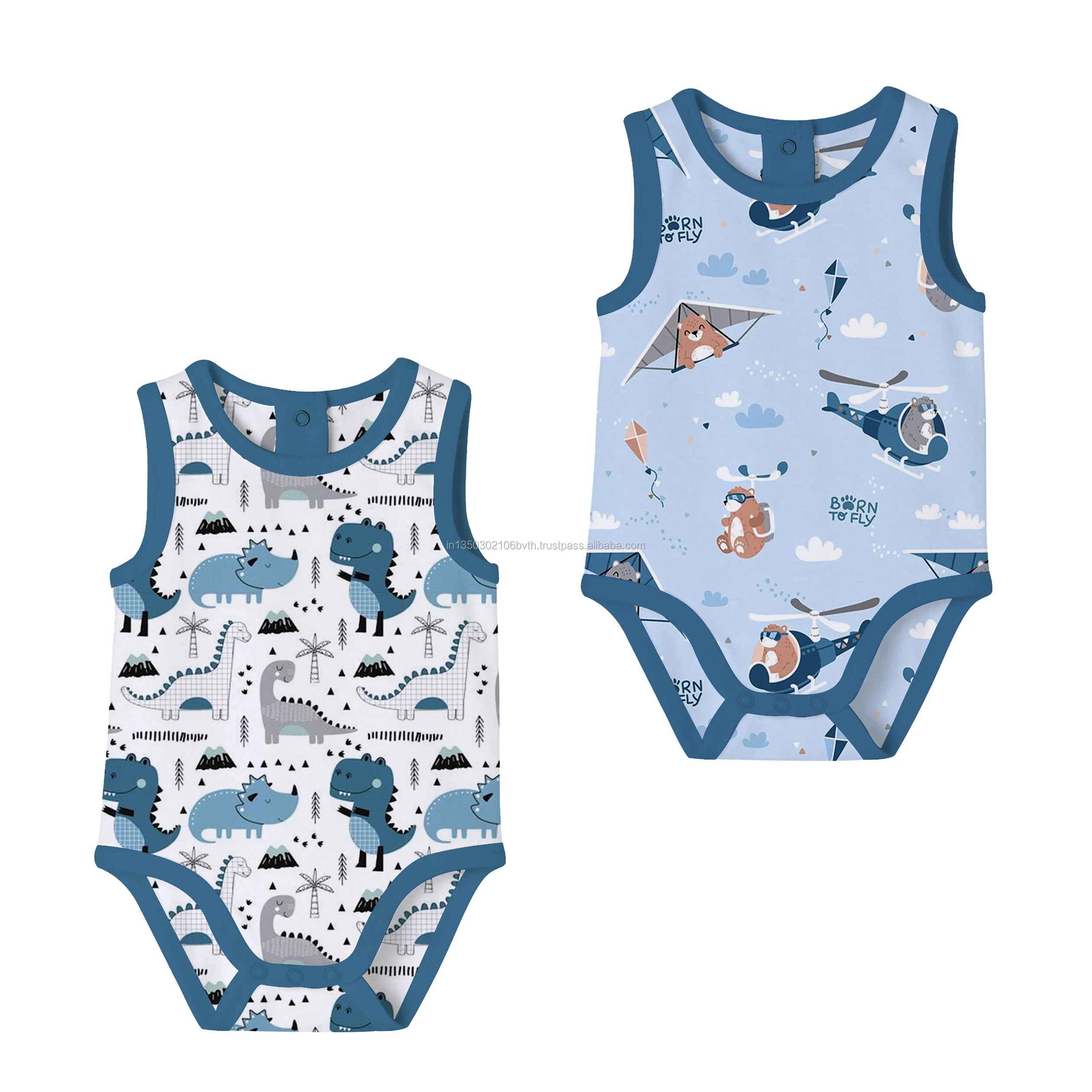 Premium Quality Unisex 100% Cotton Knitted Bamboo Fabric Romper Custom Size Print Pattern Baby Clothing 3 Years+ Export India