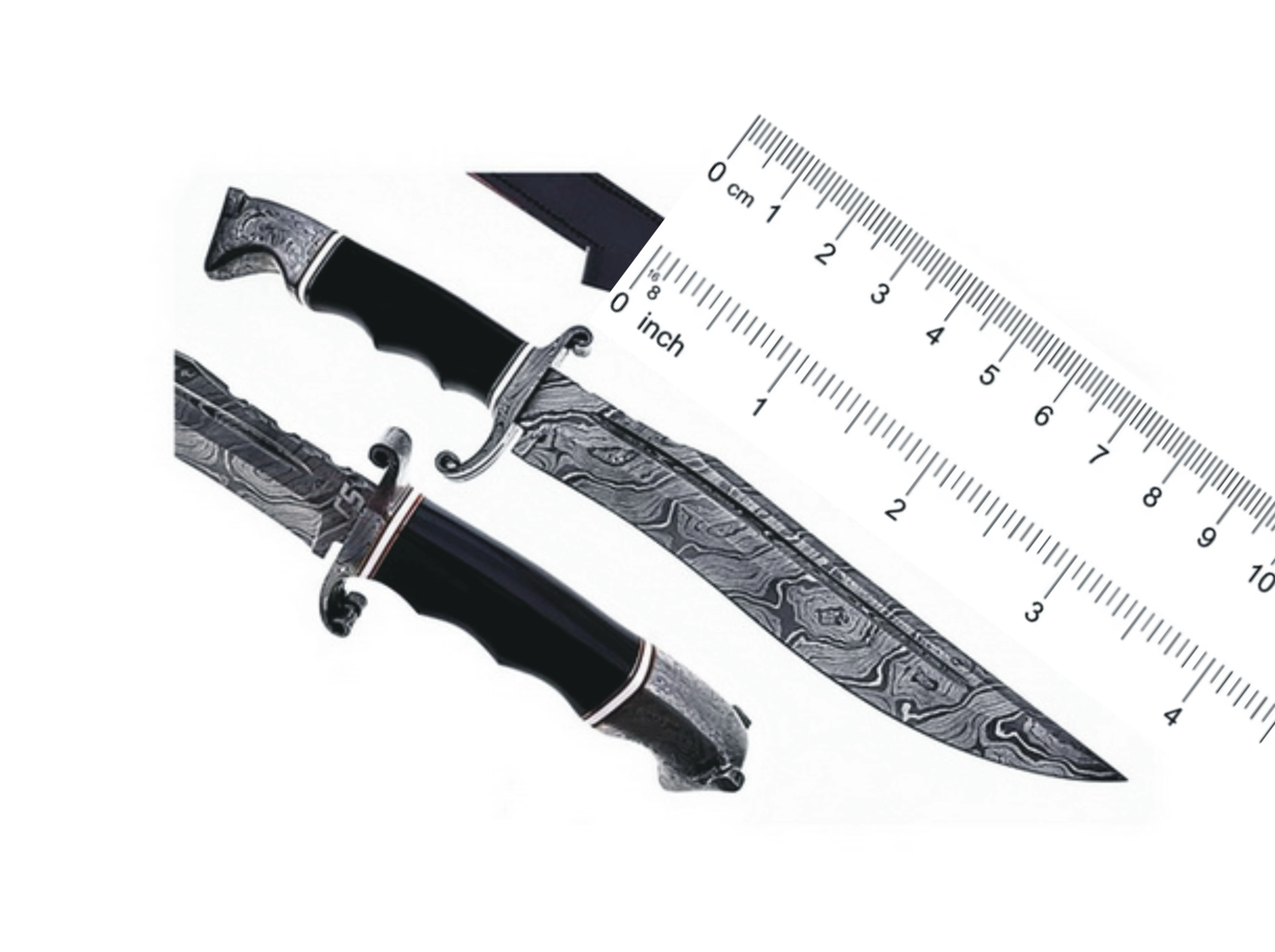 Hand Forged Damascus Steel Knife with Buffalo Horn Handle Fine Leather Sheath Handmade Outdoor Hunting Knife Wholesale Supply