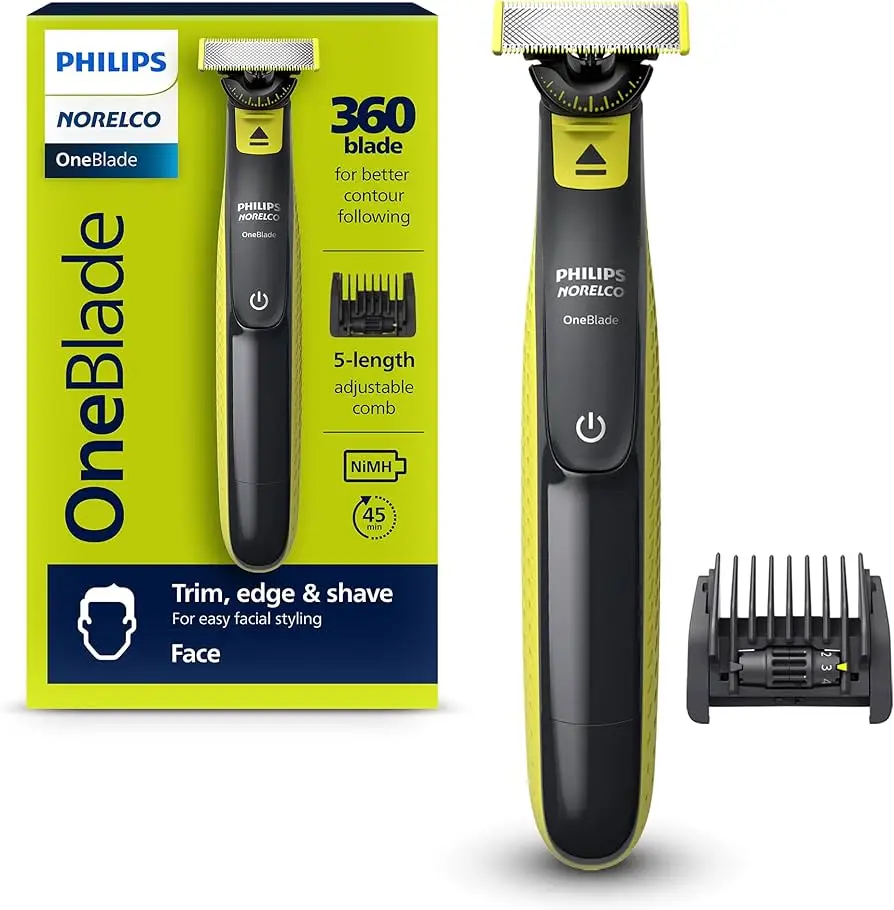 PhilipsNorelco OneBlade 360 лица гибридный Электрический триммер для бороды и бритва с расческой щетины 5 в 1