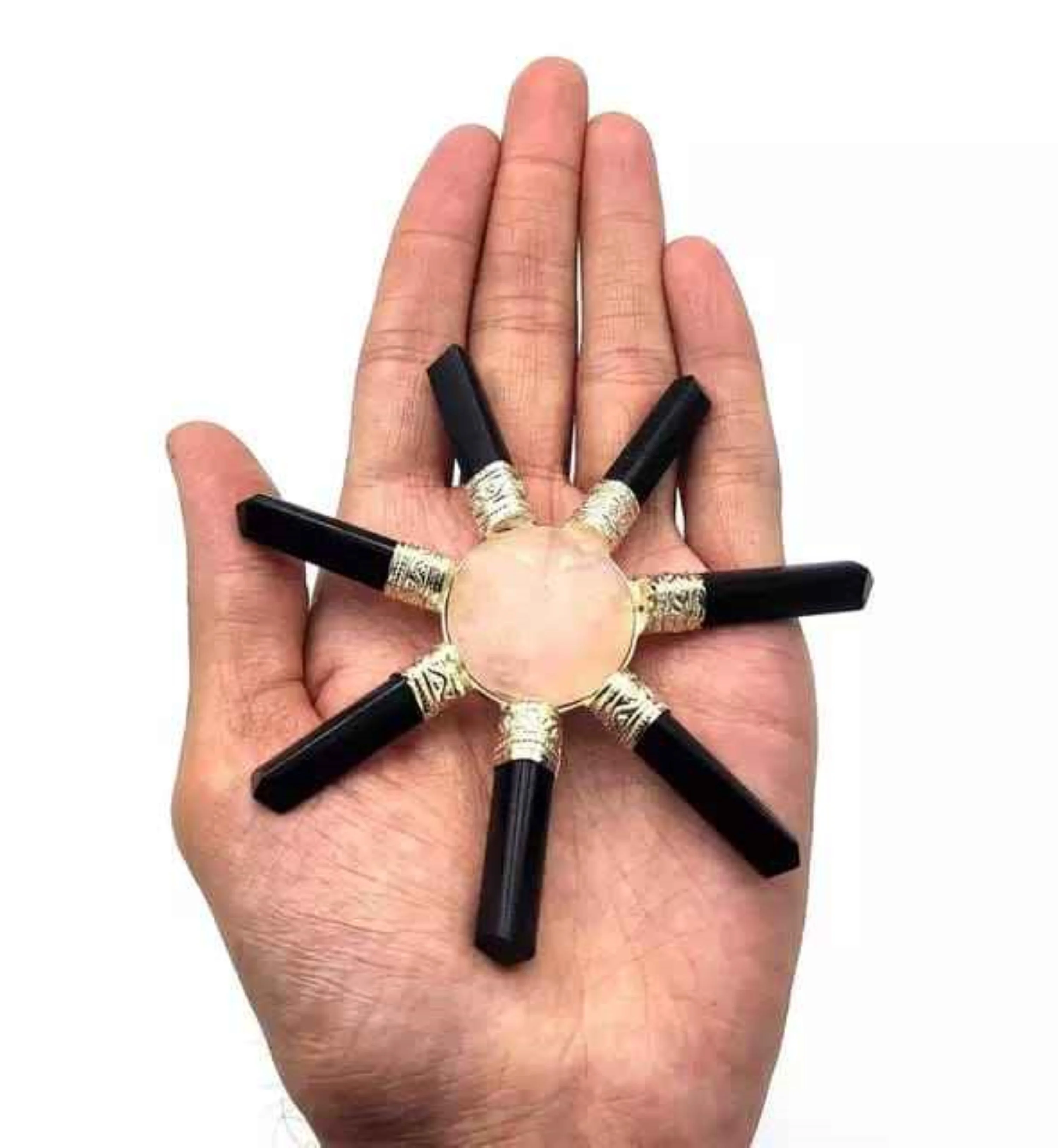Natural High Quality Rose Quartz With Black Agate Generator Pyramid Energy Generator for Reiki Healing Meditation Protection
