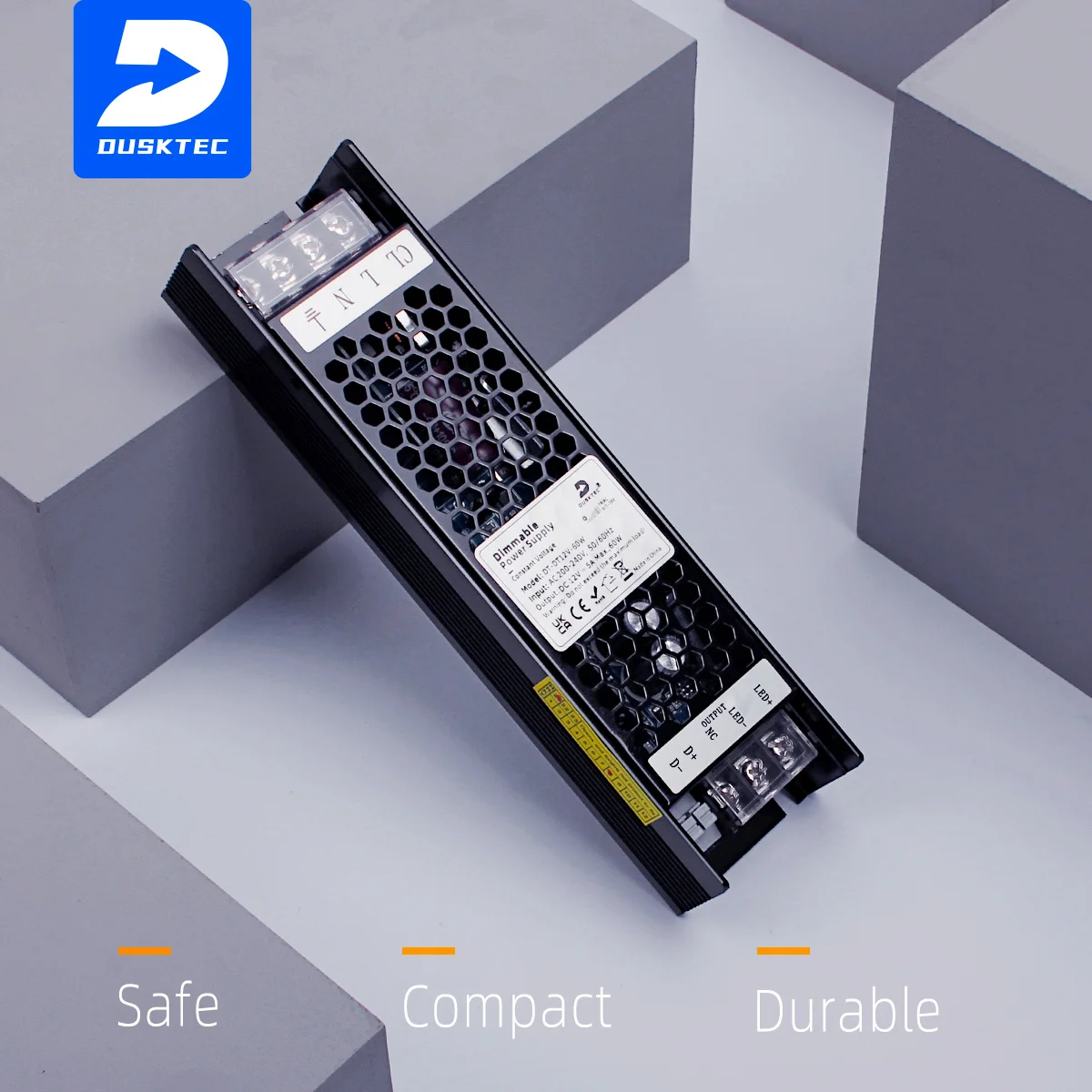 DUSKTEC Linear 60-300 Watt AC Input 220 230 240 Volt to Output 12V 24VDC Variable Dimming Dimmable Switching Power Supply