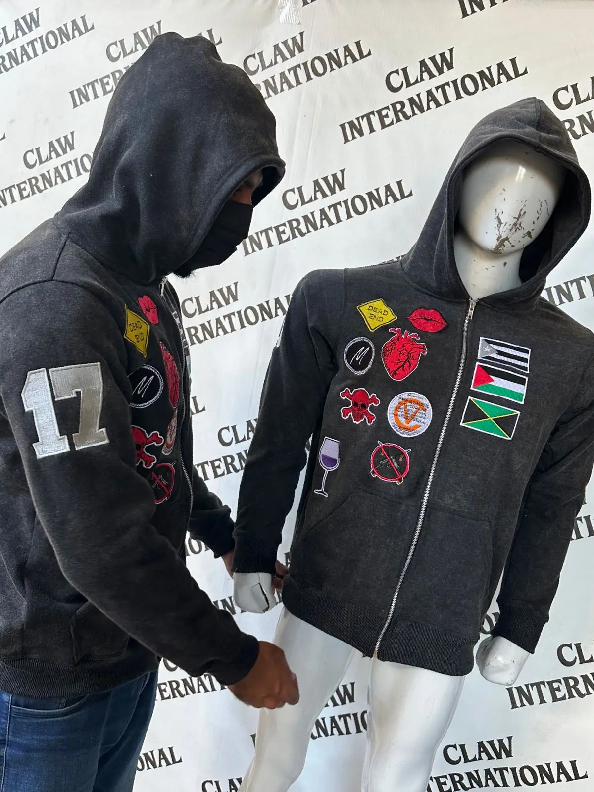 Custom Clothing Manufacturers Private Label Cropped Heavyweight Vintage Distressed Embroidery Patch Acid Wash Hoodies For Men