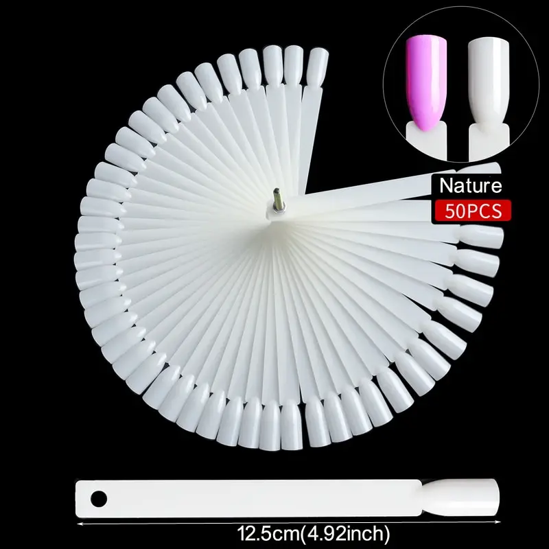 Colors Nail Swatch Chart With Rings False Nail Tips Gel Polish Practice Display Sticks For Nail Art