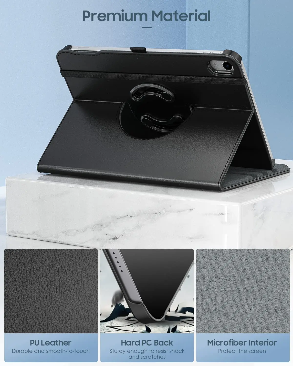 TiMOVO 90 Degree Rotating Smart Stand Cover Case for iPad 10th Gen 2022 10.9 inch   Protective Leather Cover with Stylus Loop