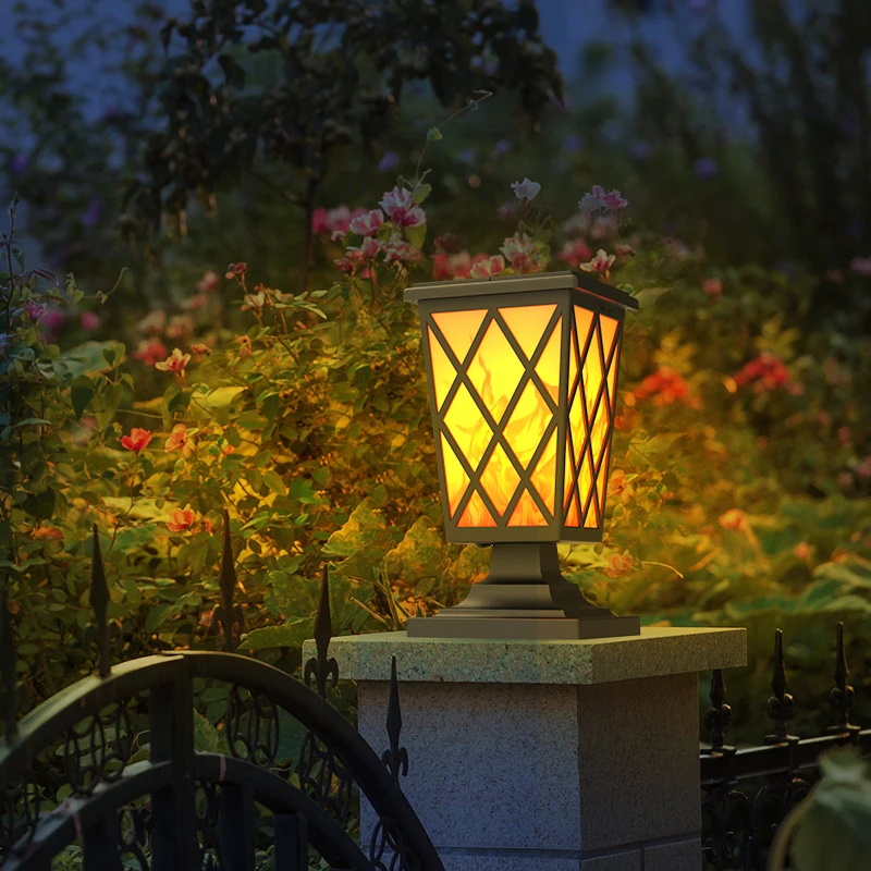 Solar Pillar Lamp Solar Solar LED Post Lights Outdoor Column Headlight Pillar Fence Solar Decorative Light