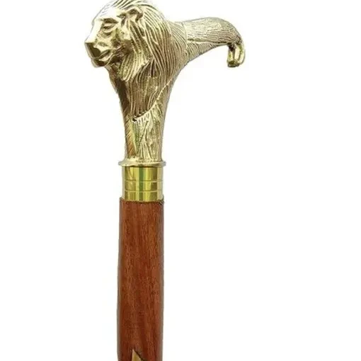 Antique Handle Unisex Walking Stick Portable & Foldable Wood Walking Stick Old Age People Stick With Brass Handle