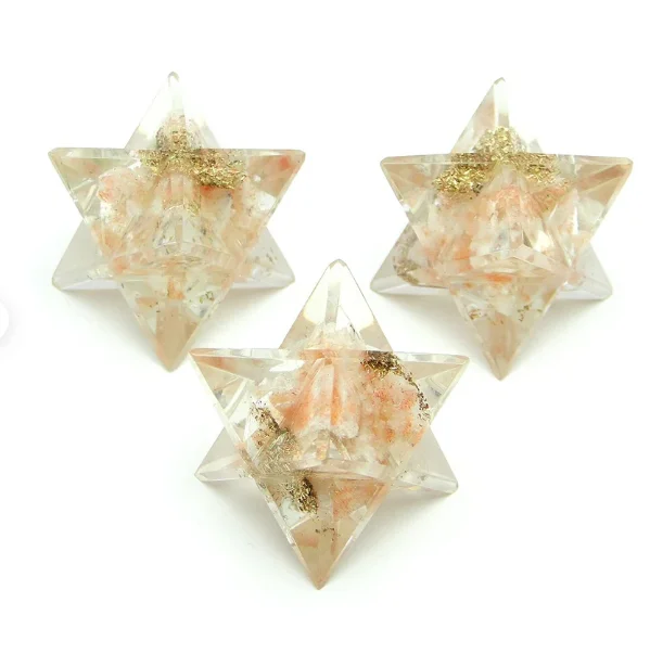 Best Quality Hot Sale Bulk Natural  Sunstone Orgone 8 Point Merkaba Star  Reiki Tool Sacred Geometry Decor Spiritual Gifts