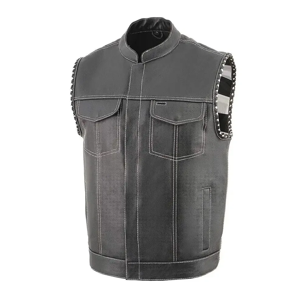 New Design Mens Casual Motorbike Leather Vest/ Motorcycle Cowhide Leather Waistcoat Vest beautiful and nice looking vest