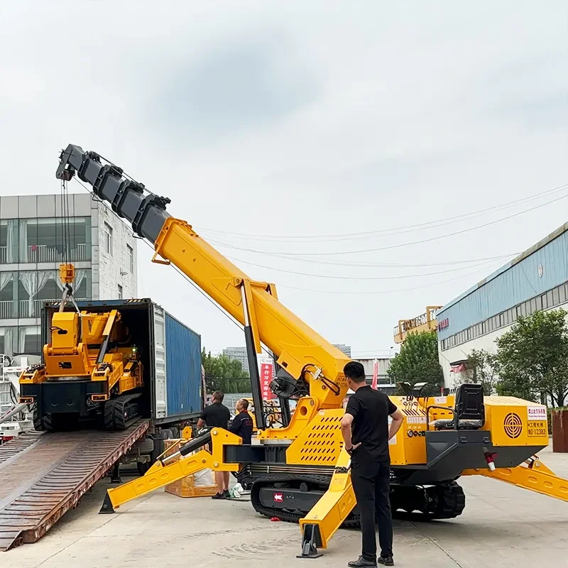China hot sale 8ton 10ton 12 ton crawler cranes lifting 24m spider crane with fly jib man basket