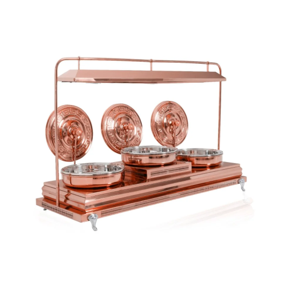 Luxury New round Copper Chafing Dish Buffet Set Food Warmer Dishes for Hotels and Restaurants Stainless Steel Serving Dishes