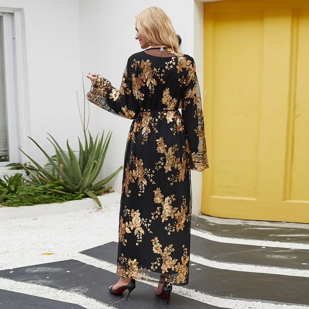 Wholesale Brand Designer Casual Luxury Stain Silk Kaftan Dresses African Islamic Clothing