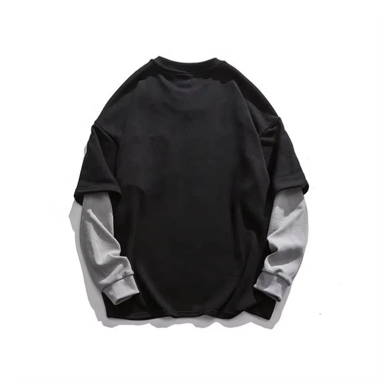 Double Layer Sleeves tee shirt acid wash oversized tshirt custom streetwear clothes double layered long sleeve t-shirt for men