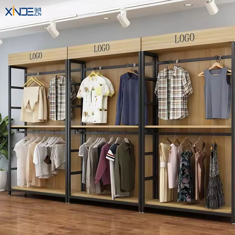 XINDE New Design Supermarket Wholesale Retail Store Shelf Steel And Wood Shop Display Rack