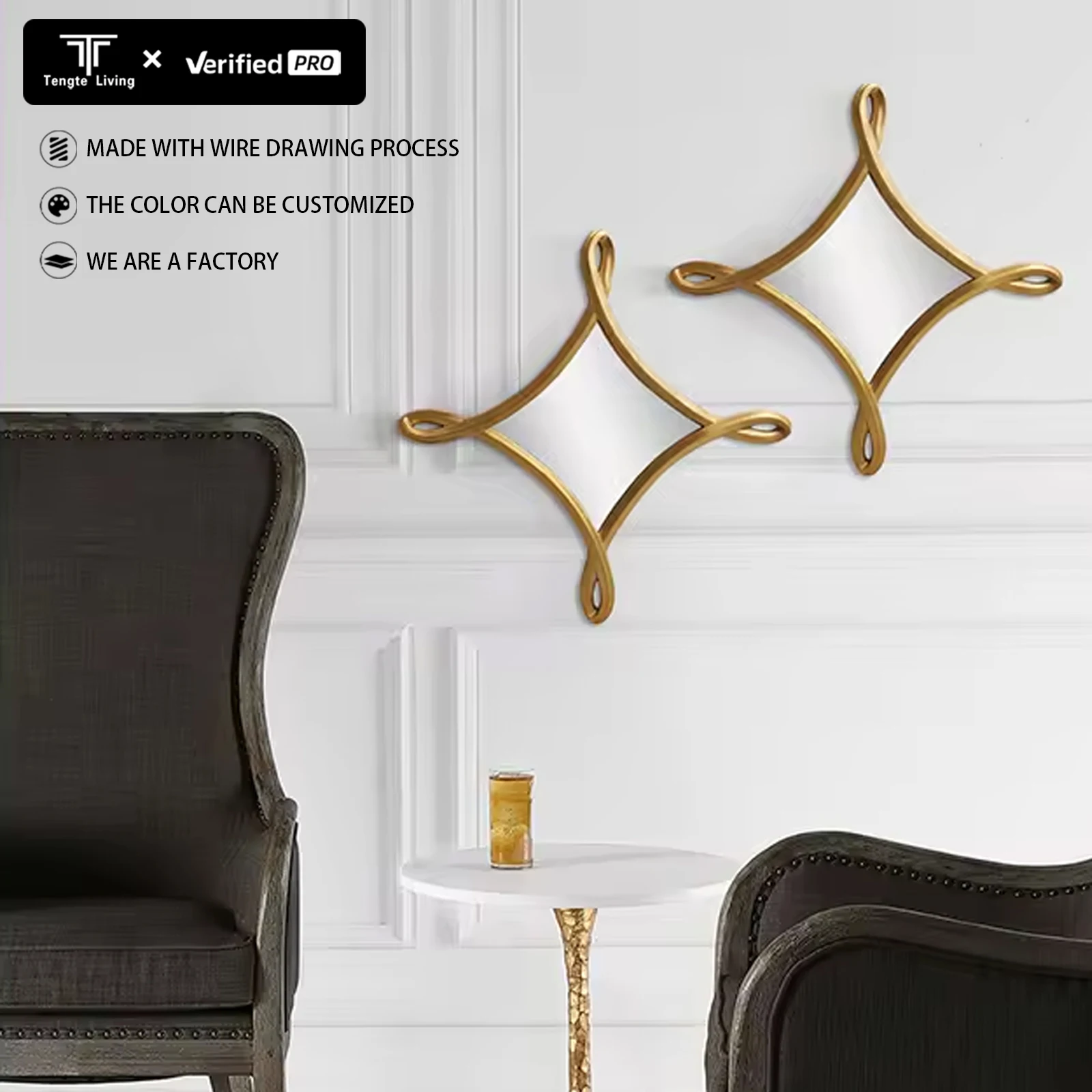 Modern Design Diamond Shaped Wall Decorative Mirror Wholesale Can be spliced into Multiple Pieces for Living Room Decoration