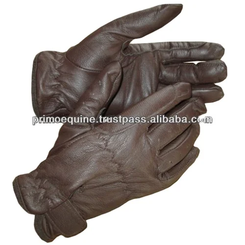 Horse Riding Gloves Made of Top Quality Leather Brown and Black Color Gloves customization option available